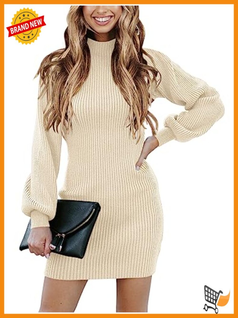 Turtleneck Bodycon Mini Sweater Dress Long Sleeve Slim Fit Pullover